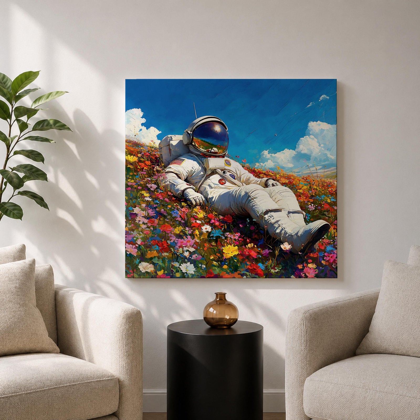 Astronaut Wall Art Space Explorer Framed Canvas Cosmic Galaxy Outer Space Home Decor