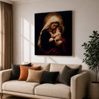 Madonna and Child Wall Art Mother Embrace Framed Canvas Mary and Jesus Catholic Decor
