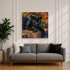 Black Panther Wall Art Big Cat Framed Canvas Tropical Wildlife Jungle Home Decor