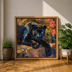 Black Panther Wall Art Big Cat Framed Canvas Tropical Wildlife Jungle Home Decor