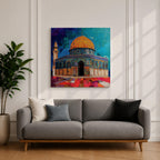 Al Aqsa Mosque Wall Art Dome of the Rock Framed Canvas Islamic Home Decor