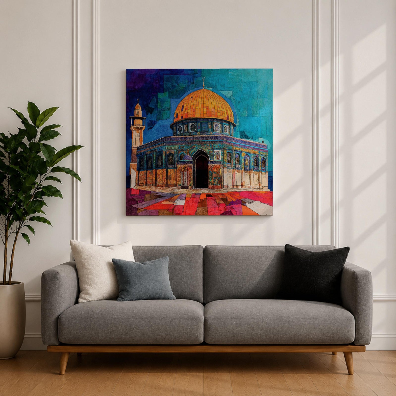 Al Aqsa Mosque Wall Art Dome of the Rock Framed Canvas Islamic Home Decor