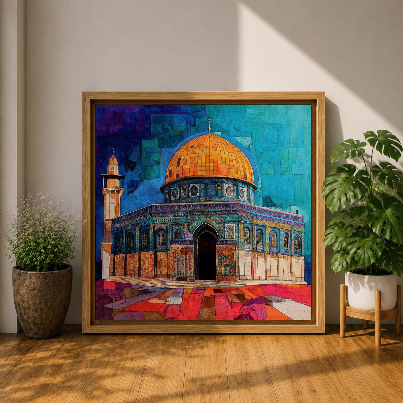 Al Aqsa Mosque Wall Art Dome of the Rock Framed Canvas Islamic Home Decor