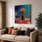 Al Aqsa Mosque Wall Art Dome of the Rock Framed Canvas Islamic Home Decor