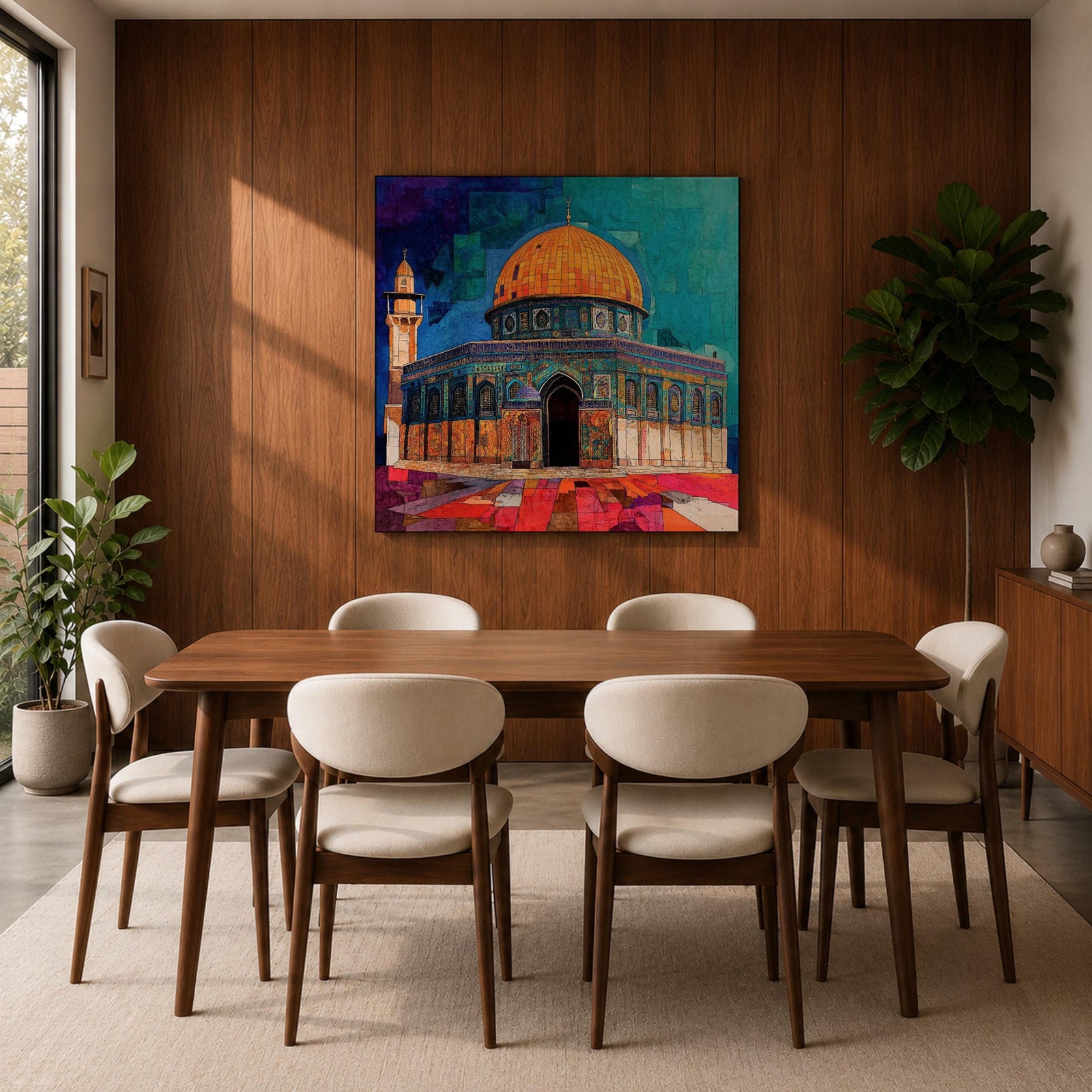Al Aqsa Mosque Wall Art Dome of the Rock Framed Canvas Islamic Home Decor