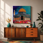 Al Aqsa Mosque Wall Art Dome of the Rock Framed Canvas Islamic Home Decor
