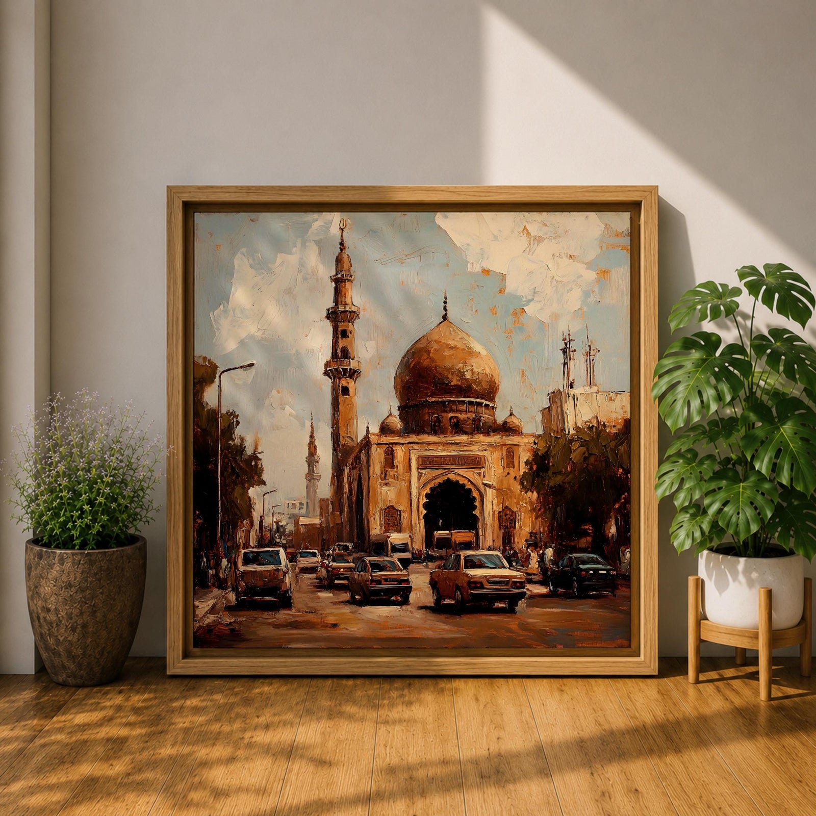 Cairo Mosque Wall Art Islamic Mosque Framed Canvas Middle Eastern Impasto Cultural Home Decor