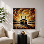 Kaaba Wall Art Textured Impasto Framed Canvas Baitullah Islamic Masjid Haram Home Decor