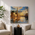 Masjid Nabawi Wall Art Green Dome Framed Canvas Rawdah Medina Islamic Mosque Home Decor