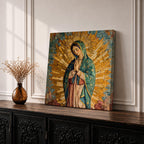 Our Lady of Guadalupe Wall Art La Guadalupana Framed Canvas Mosaic Mexican Catholic Decor