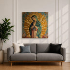 Our Lady of Guadalupe Wall Art La Guadalupana Framed Canvas Mosaic Mexican Catholic Decor