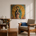 Our Lady of Guadalupe Wall Art La Guadalupana Framed Canvas Mosaic Mexican Catholic Decor