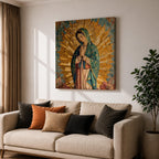 Our Lady of Guadalupe Wall Art La Guadalupana Framed Canvas Mosaic Mexican Catholic Decor