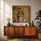 Our Lady of Guadalupe Wall Art La Guadalupana Framed Canvas Mosaic Mexican Catholic Decor