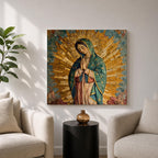 Our Lady of Guadalupe Wall Art La Guadalupana Framed Canvas Mosaic Mexican Catholic Decor