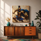 Spartan Warrior Wall Art Greek Soldier Framed Canvas Ancient Battle Mythology History Home Decor