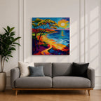 Coastal Pathway Wall Art Beach Trail Framed Canvas Ocean Sunset Abstract Landscape Bedroom Decor