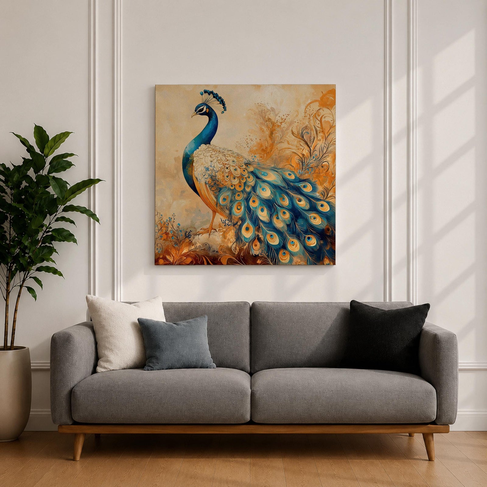 Peacock Wall Art Exotic Bird Framed Canvas Boho Animal Nature Living Room Home Decor