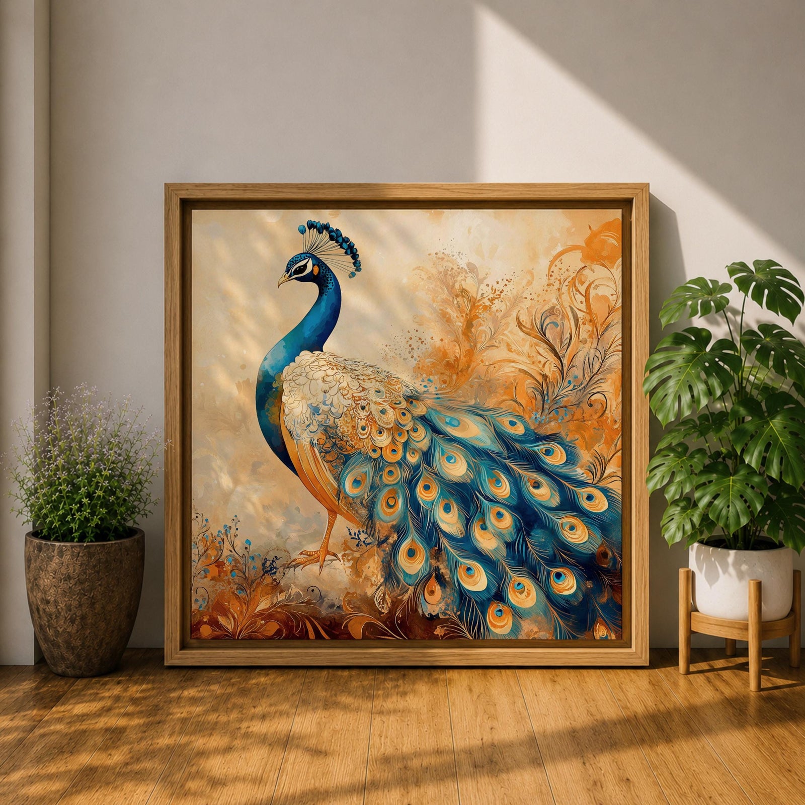 Peacock Wall Art Exotic Bird Framed Canvas Boho Animal Nature Living Room Home Decor