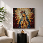 Our Lady of Guadalupe Wall Art Blessed Mother Framed Canvas Mosaic Catholic Home Decor