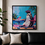 Penguin Animal Wall Art Poolside Sunglasses Bird Modern Pop Gift Living Room Home Decor