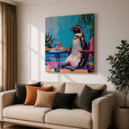 Penguin Animal Wall Art Poolside Sunglasses Bird Modern Pop Gift Living Room Home Decor