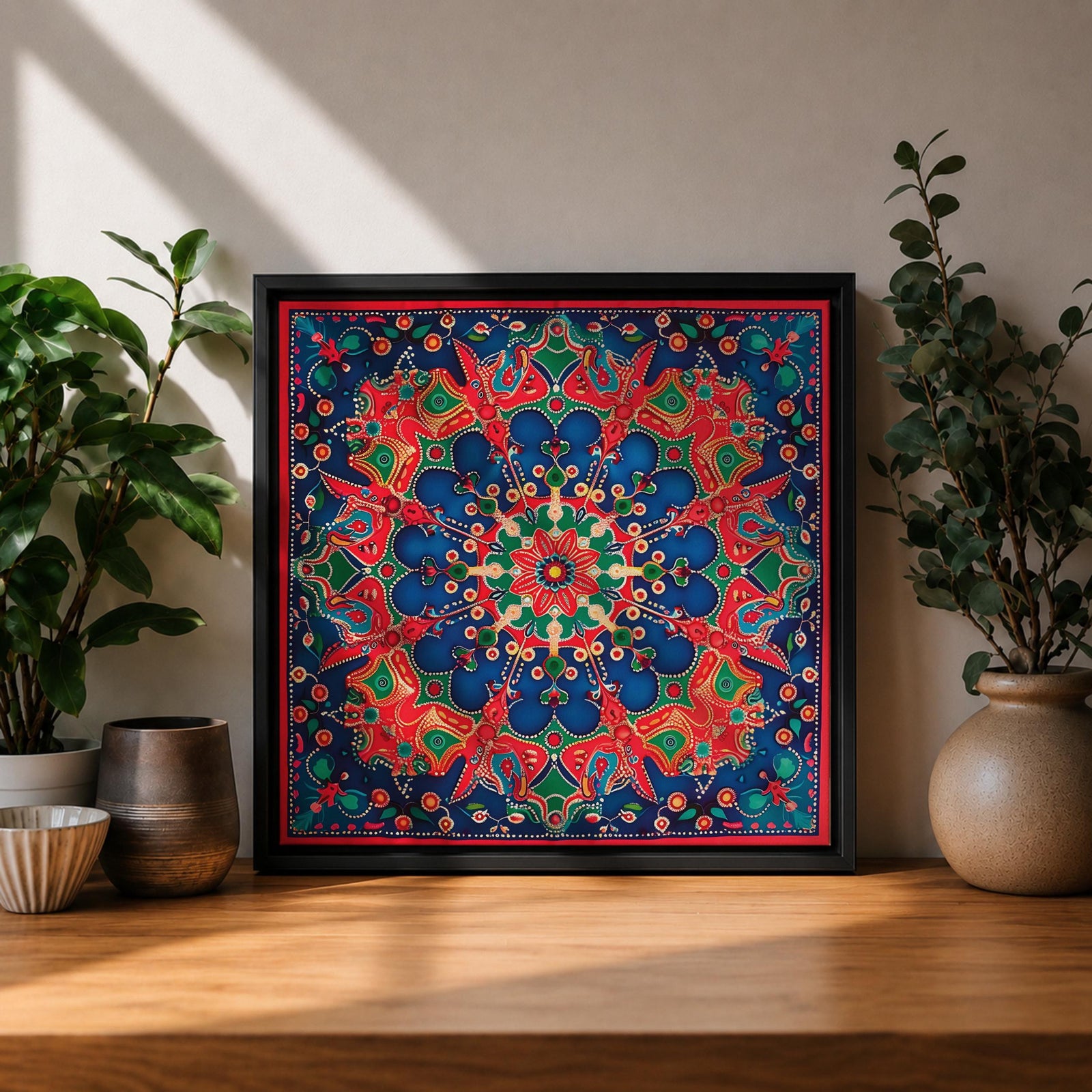 Islamic Geometric Mandala Wall Art Star Pattern Framed Canvas Persian Oriental Home Decor