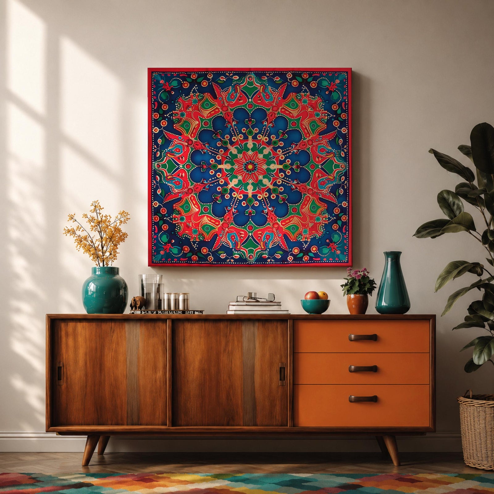 Islamic Geometric Mandala Wall Art Star Pattern Framed Canvas Persian Oriental Home Decor