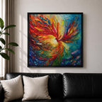 Phoenix Wall Art Firebird Framed Canvas Fantasy Abstract Mythical Boho Home Decor