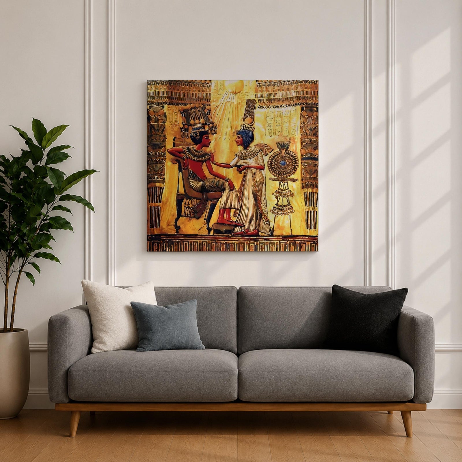 Nefertiti Akhenaten Ancient Egyptian Wall Art Aten Sun Mythology Gift Living Room Home Decor