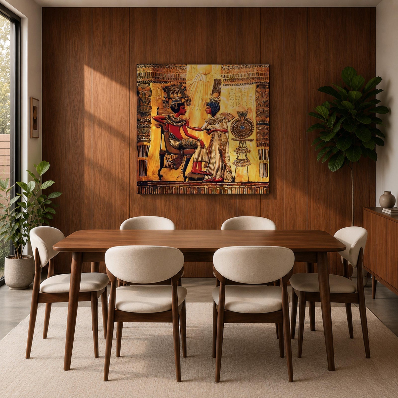 Nefertiti Akhenaten Ancient Egyptian Wall Art Aten Sun Mythology Gift Living Room Home Decor