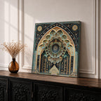 Islamic Arch Wall Art Moorish Mihrab Framed Canvas Moroccan Geometric Cultural Home Decor