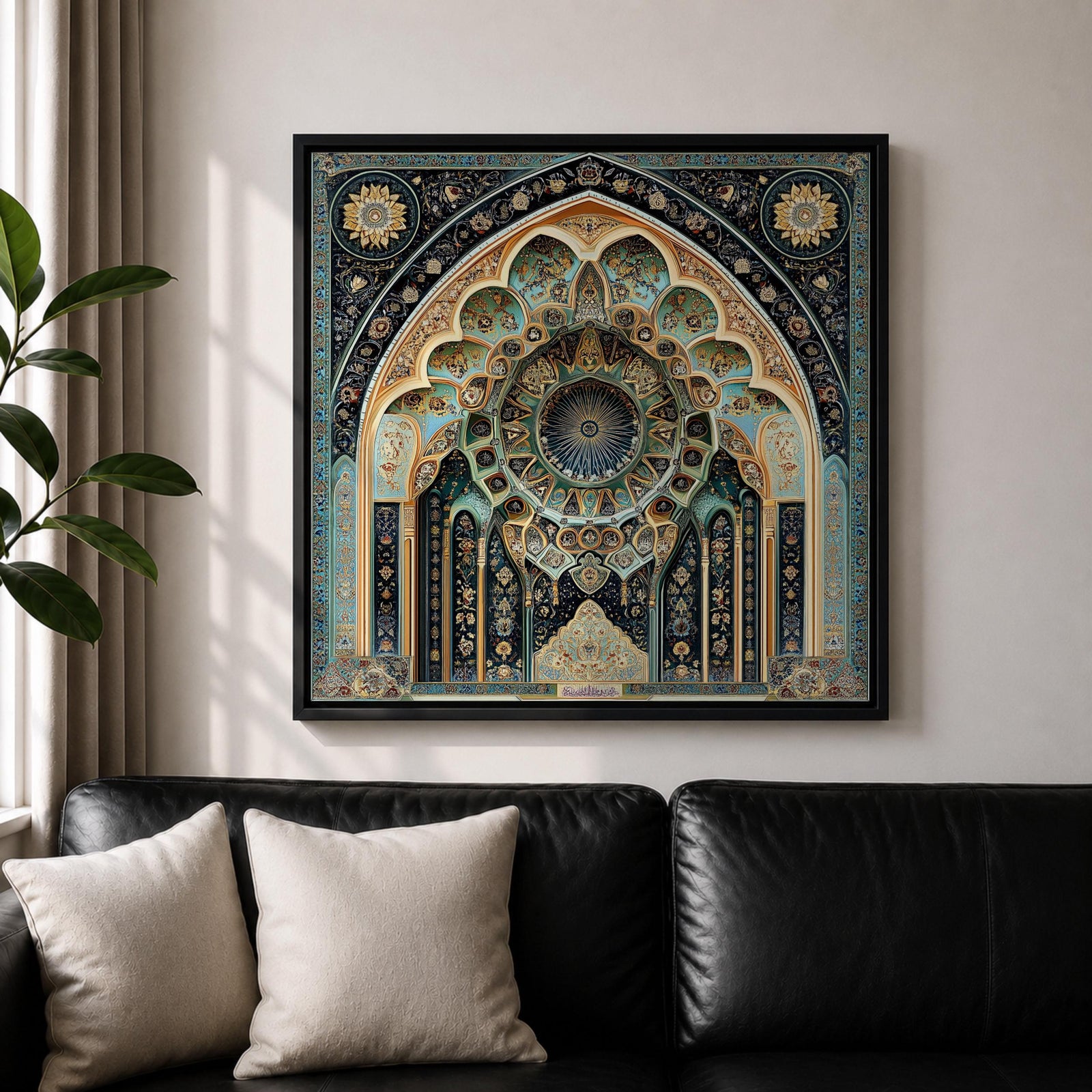Islamic Arch Wall Art Moorish Mihrab Framed Canvas Moroccan Geometric Cultural Home Decor