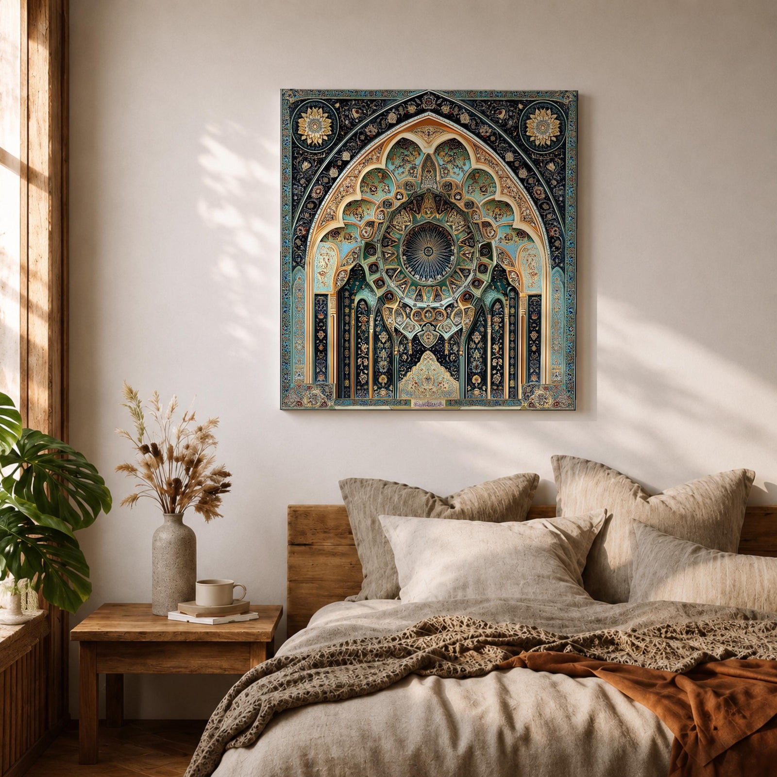 Islamic Arch Wall Art Moorish Mihrab Framed Canvas Moroccan Geometric Cultural Home Decor