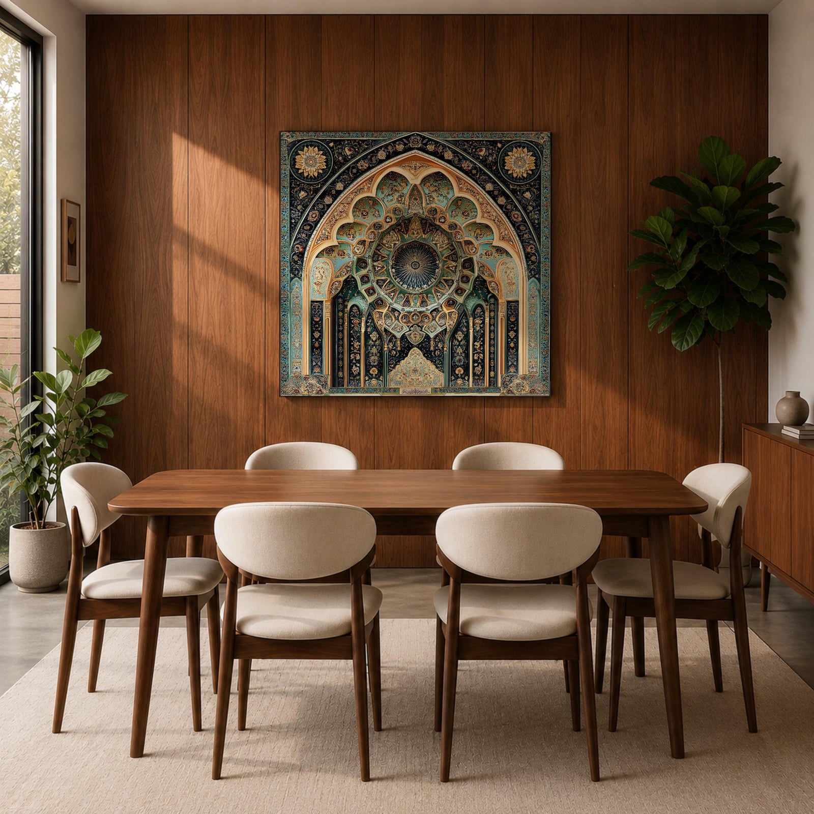 Islamic Arch Wall Art Moorish Mihrab Framed Canvas Moroccan Geometric Cultural Home Decor