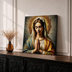 Virgin Mary Wall Art Madonna Framed Canvas Antique Catholic Prayer Room Home Decor