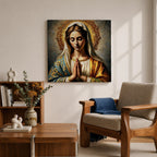 Virgin Mary Wall Art Madonna Framed Canvas Antique Catholic Prayer Room Home Decor
