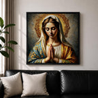 Virgin Mary Wall Art Madonna Framed Canvas Antique Catholic Prayer Room Home Decor