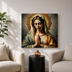 Virgin Mary Wall Art Madonna Framed Canvas Antique Catholic Prayer Room Home Decor