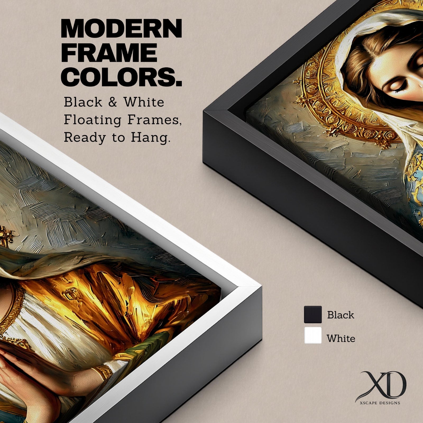Virgin Mary Wall Art Madonna Framed Canvas Antique Catholic Prayer Room Home Decor