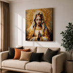 Virgin Mary Wall Art Mother of Jesus Framed Canvas Impasto Catholic Sacred Home Decor