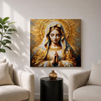 Virgin Mary Wall Art Mother of Jesus Framed Canvas Impasto Catholic Sacred Home Decor