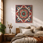 Persian Mandala Wall Art Carpet Pattern Framed Canvas Oriental Islamic Home Decor