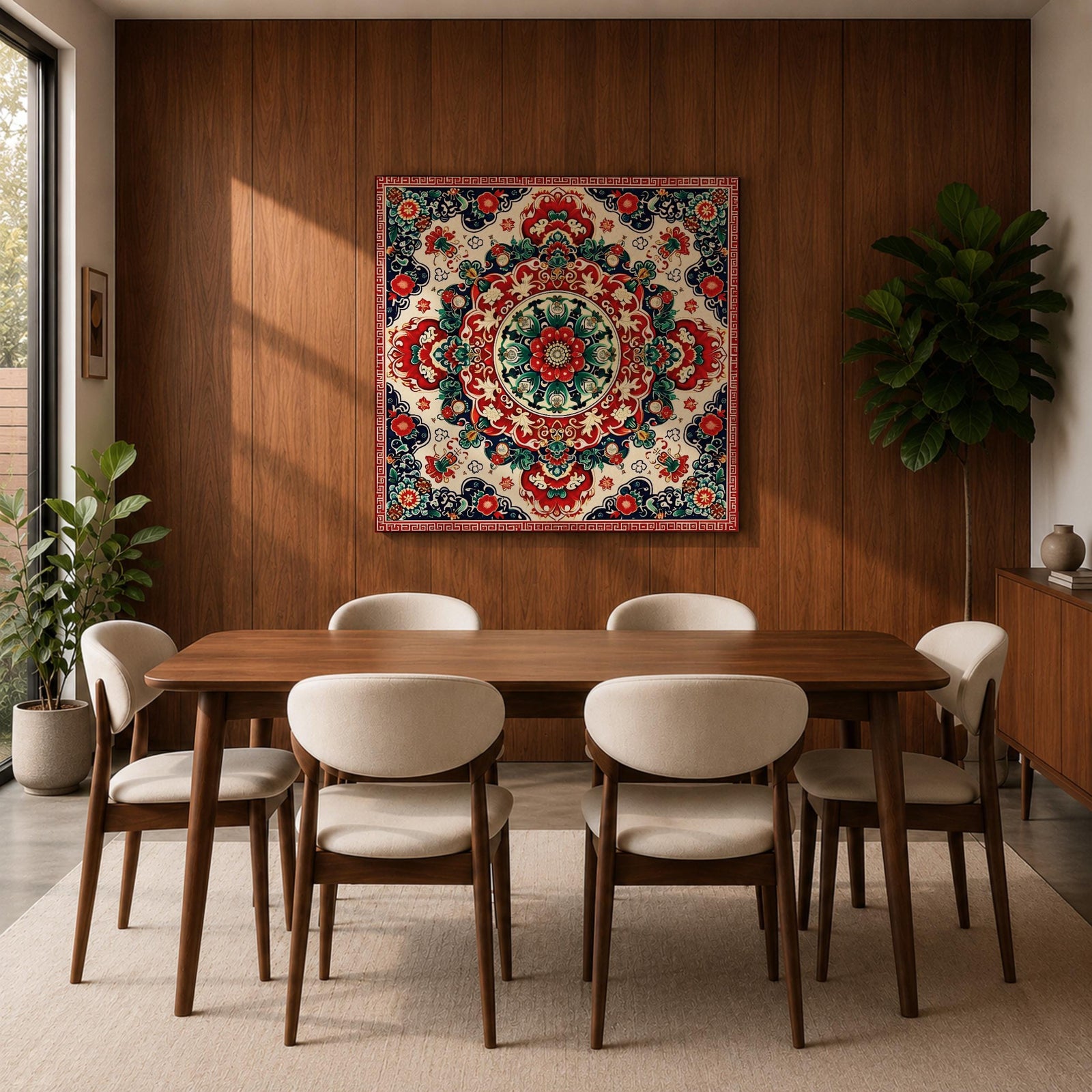 Persian Mandala Wall Art Carpet Pattern Framed Canvas Oriental Islamic Home Decor