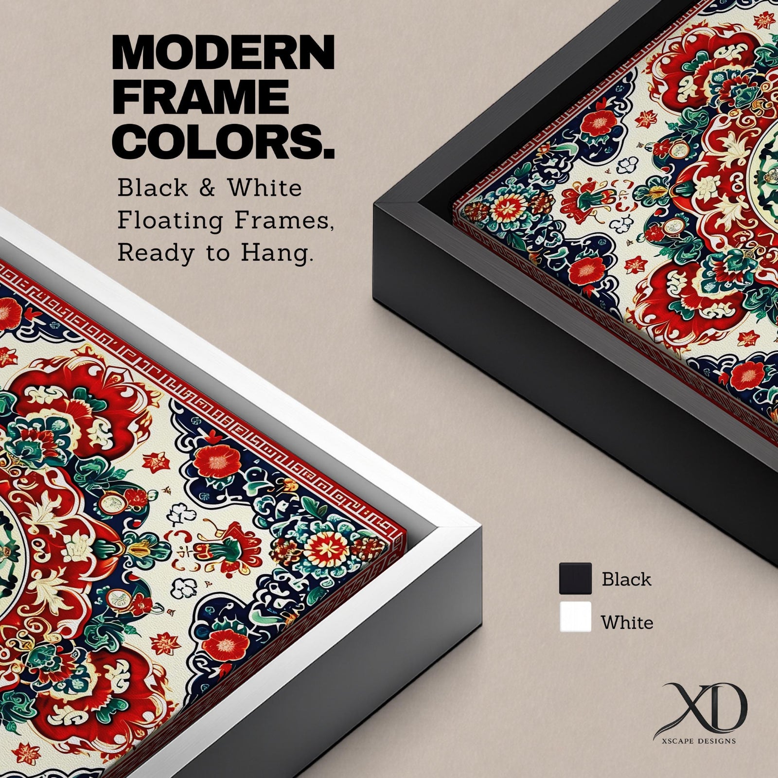 Persian Mandala Wall Art Carpet Pattern Framed Canvas Oriental Islamic Home Decor