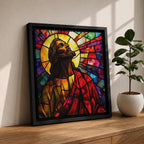 Jesus Christ Wall Art Holy Redeemer Framed Canvas Stained Glass Catholic Christian Home Decor