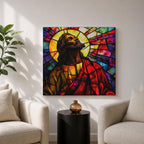 Jesus Christ Wall Art Holy Redeemer Framed Canvas Stained Glass Catholic Christian Home Decor