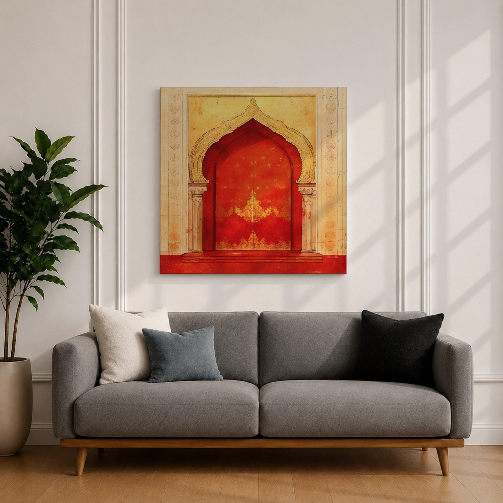 Moroccan Door Wall Art Arched Entry Framed Canvas Moorish Architecture Islamic Home Decor