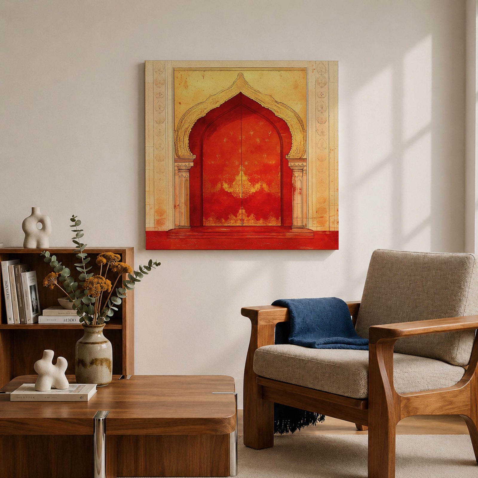 Moroccan Door Wall Art Arched Entry Framed Canvas Moorish Architecture Islamic Home Decor