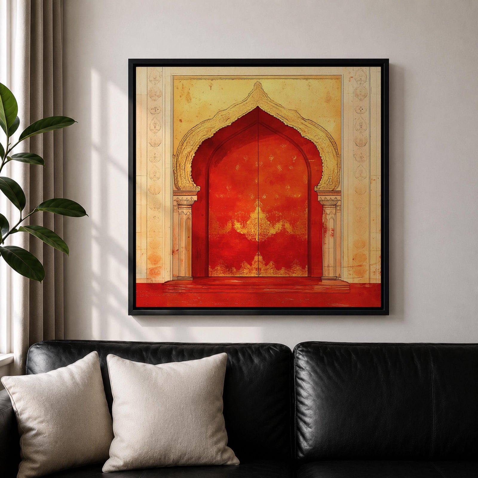 Moroccan Door Wall Art Arched Entry Framed Canvas Moorish Architecture Islamic Home Decor